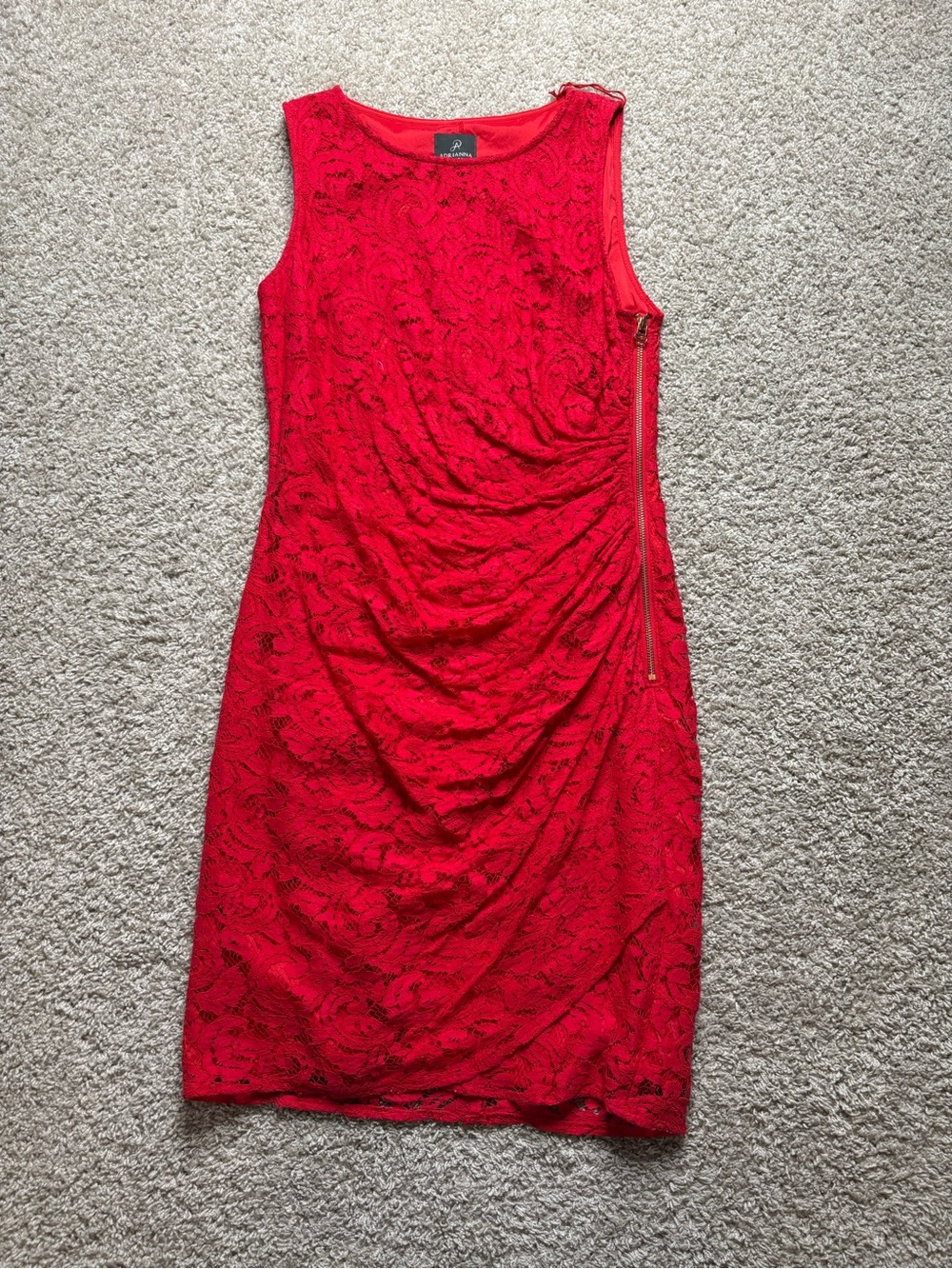 Adrianna Papell Lace Ruched Side Zip Dress